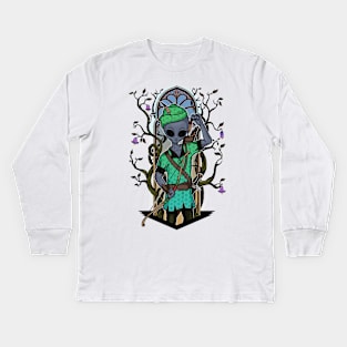 The alien Robin Hood - Color version Kids Long Sleeve T-Shirt